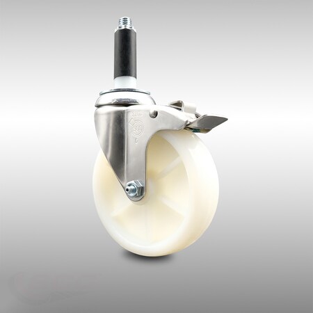 Service Caster 5 Inch 316SS Nylon Wheel Swivel 7/8 Inch Expanding Stem Caster Lock Brake SCC SCC-SS316TTLEX20S514-NYS-78